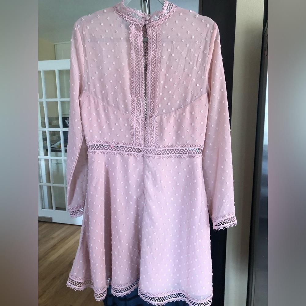 Bardōt Pink Boho Swiss Dot Long Sleeve Dress - Picture 3 of 9